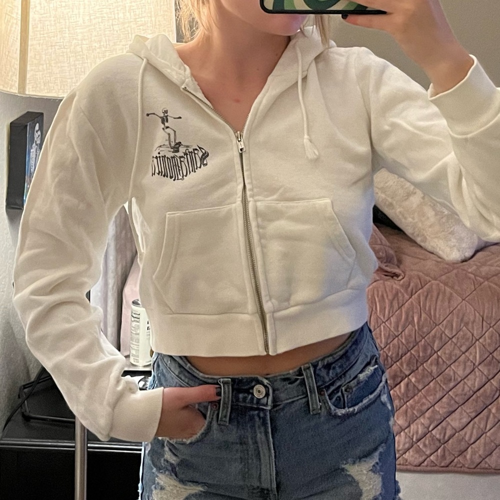 john galt brandy melville santa Monica cropped zip up hoodie